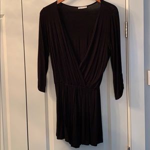 Black and red deep v romper.